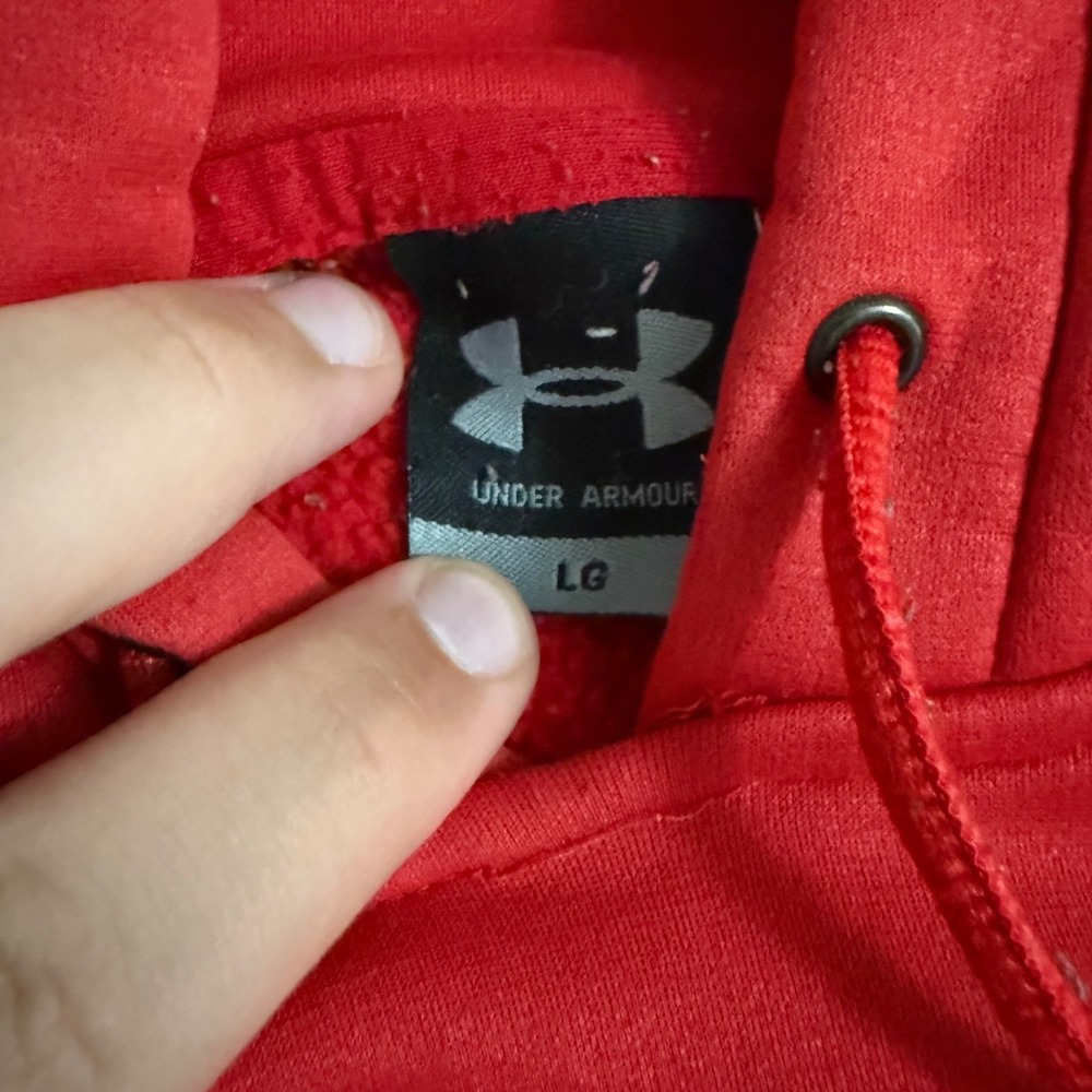 Under Armour Wisconsin Badgers Red Fleece Pullover Hoodie Men's L Hooded Logo - Picture 3 of 11